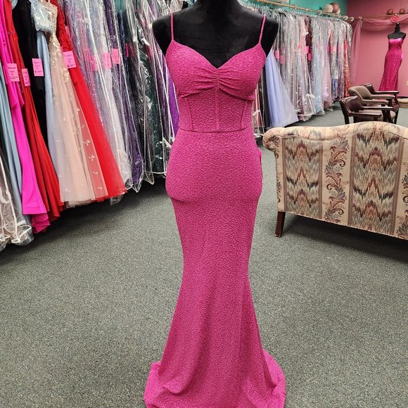 Prom Dress Pink Size 8 Sparkle Knit Formal - Picture 1 of 7